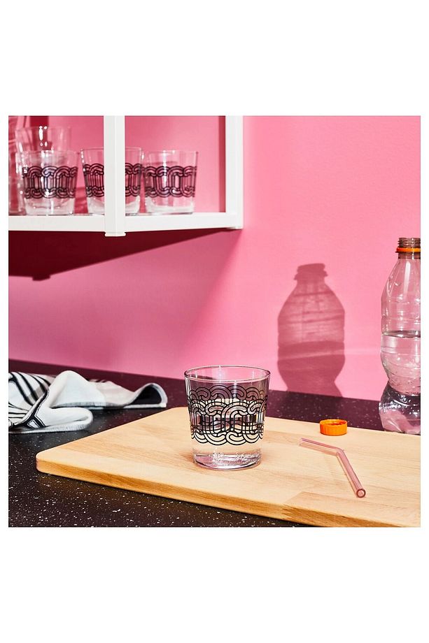 4'lü Set Desenli Su Bardağı Seti Yükseklik 9 Cm İkea 4 Adet Cam Bardak Hacim: 300 ml - 2