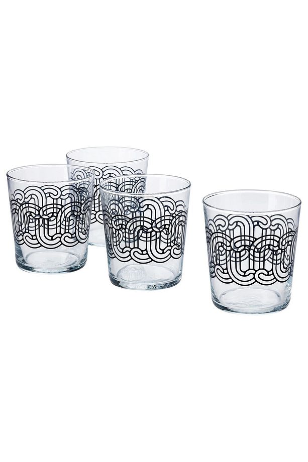4'lü Set Desenli Su Bardağı Seti Yükseklik 9 Cm İkea 4 Adet Cam Bardak Hacim: 300 ml - 1
