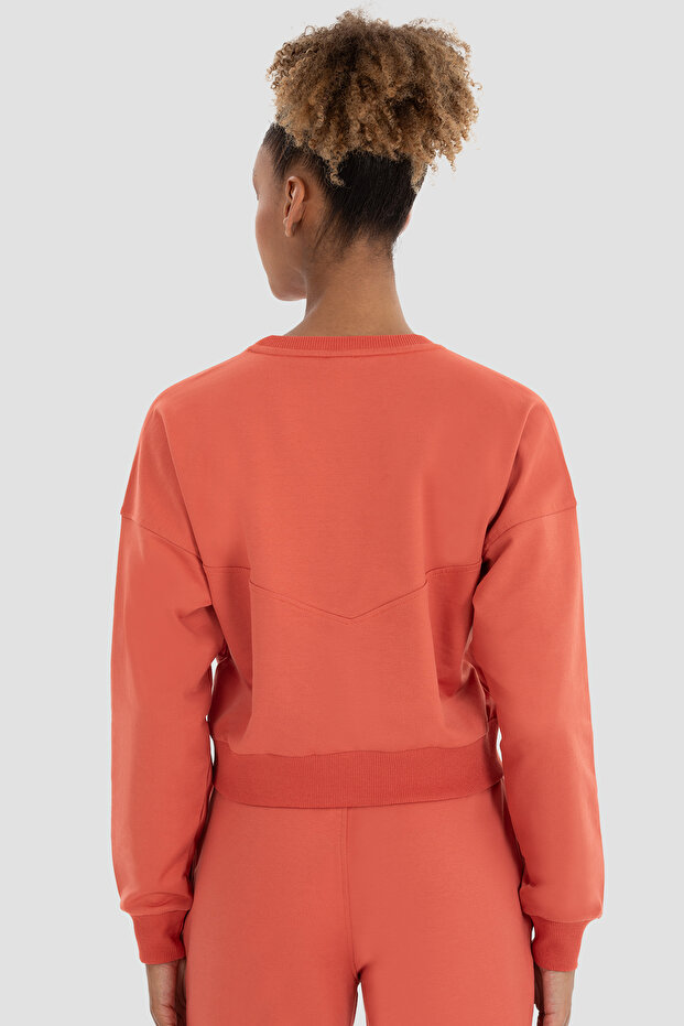 Ena Oversize Kiremit Crop Sweatshirt - 4