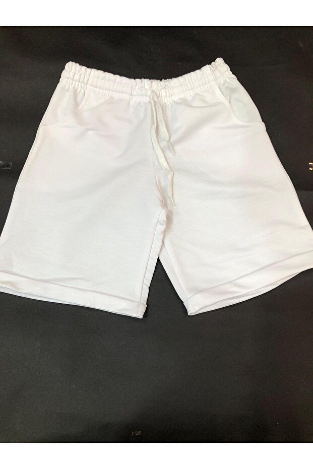 Beyaz Penye Çocuk  Şort - 1