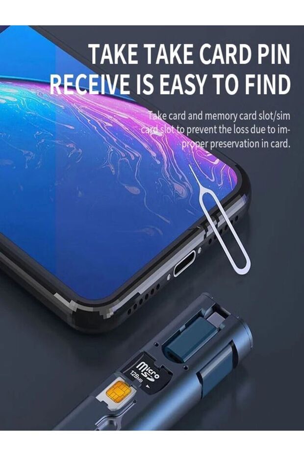 F0H7 7 in 1 Çok işlevli Type-C, USB, Micro Lighting Port, Seyahat Seti iPhone, Android, PC Çevirici - 6