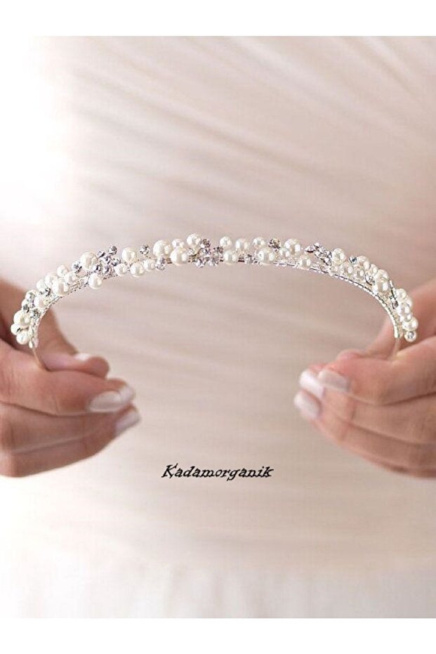 Pearl and Crystal Embellished Bridal & Engagement & Graduation Crown and Hair Accessory