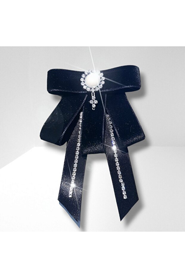 BLACK VELVET RIBBON SPECIAL DESIGN AUTOMATIC BUCKLE STONE DETAIL