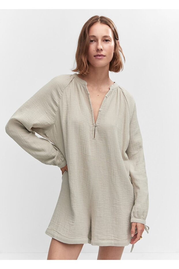 Düğmeli kısa tulum - 1