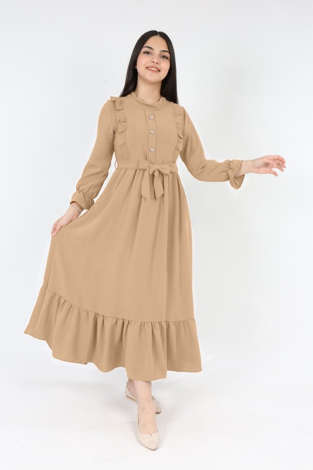Girl's Dress Aerobin Linen Fabric Hijab Suitable Long Length Children's Dress