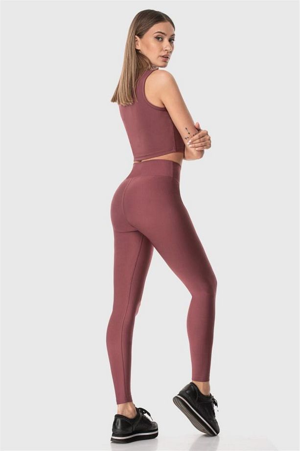 Popi Yüksek Bel Gül Kurusu Spor Tayt - 6