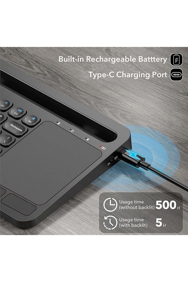 Türkçe Q, Type-c Şarjlı, Touchpad, Telefon, Tablet Standlı Bluetooth Klavye Ios/android/windows - 4