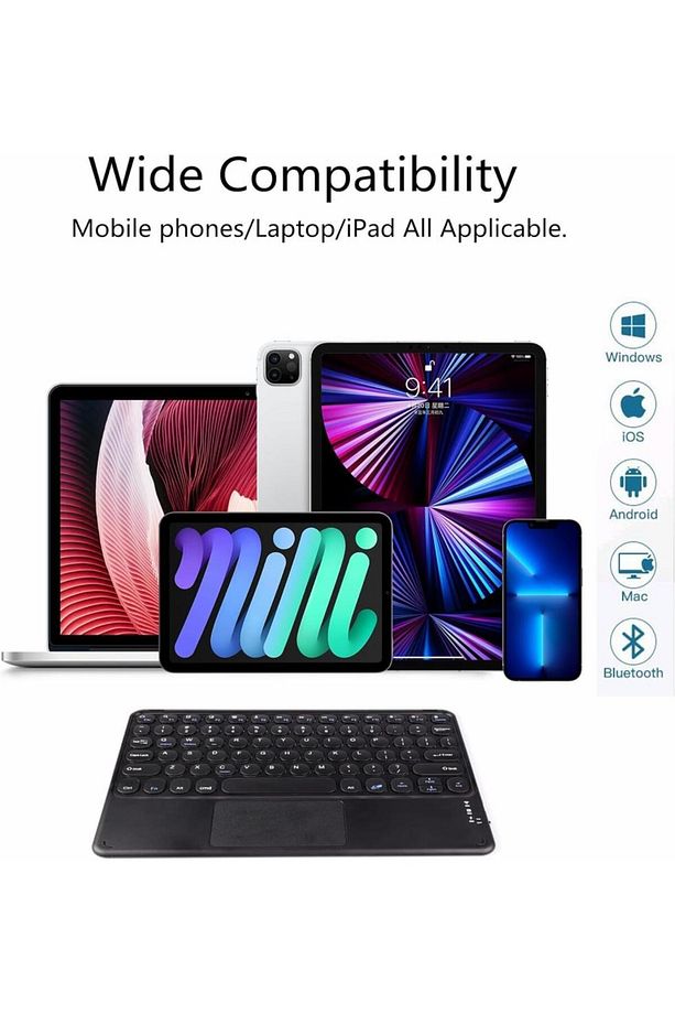 TCL Tab 7 L 2023 7" Uyumlu Kablosuz Bluetooth Şarj Edilebilir Touchpad'li Q Klavye - Siyah - 3