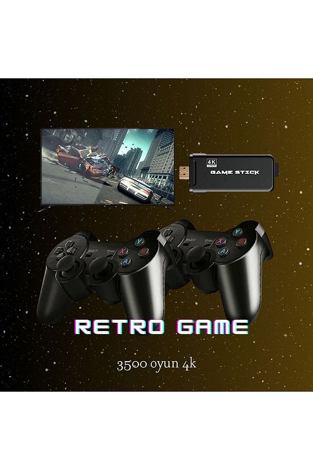 Kablosuz Çift Kol Retro Oyunlar 4k Game Stick 3500 Oyun Atari M8 - 1