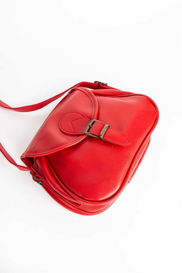 Women's Postman Model Crossbody Faux Leather Bag with Buckle Detail