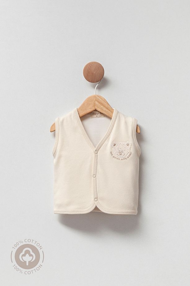 Soft Touch Yelek %100 Organik Pamuk 3-6-9-12 Ay Unisex Bebek-12 AY - 1