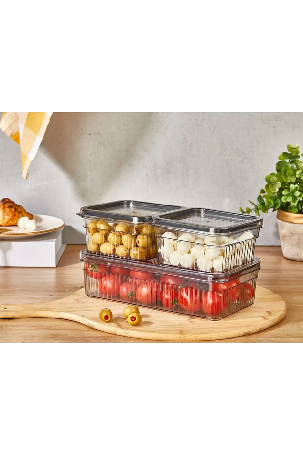 Ergonomic 3-Piece Storage Container Set - 1.80lt X1 & 0.85lt X2 Unbreakable - 3