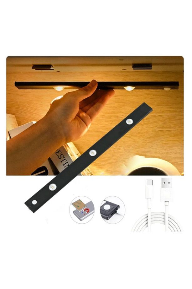 40cm İnsan Vücudu Sensörlü Usb Sarj Taşınabilir Kablosuz Mutfak Elbise Dolabı Merdiven Led Cabinet - 1