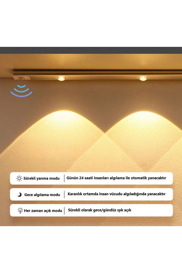 2 Adet 40cm Insan Vücudu Sensörlü Usb Sarj Taşınabilir Kablosuz Mutfak Elbise Dolabı Merdiven Led - 4
