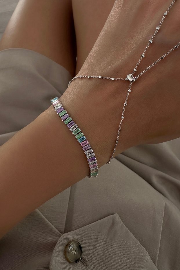 Baguette Stone Colored Waterway Bracelet