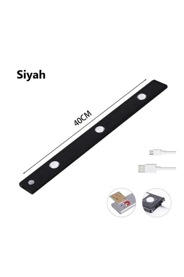 3 Adet 40cm Insan Vücudu Sensörlü Usb Sarj Taşınabilir Kablosuz Mutfak Elbise Dolabı Merdiven Led - 5