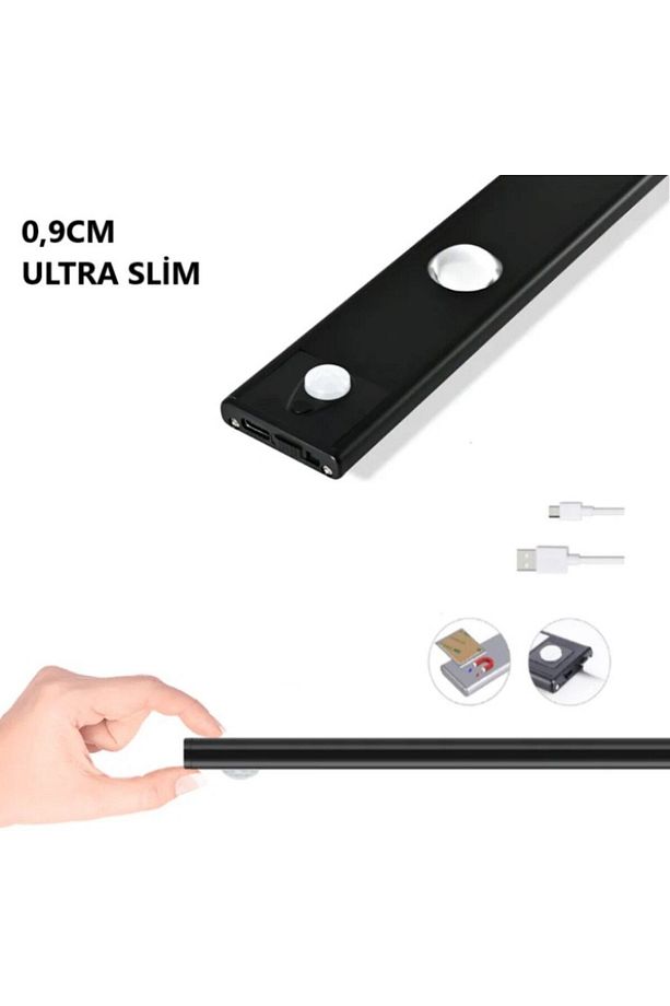 3 Adet 40cm Insan Vücudu Sensörlü Usb Sarj Taşınabilir Kablosuz Mutfak Elbise Dolabı Merdiven Led - 8