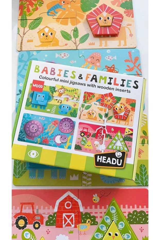 Headu Wooden Babies & Families Puzzle - Babies and Their Mothers Figure Puzzle 28 Pieces