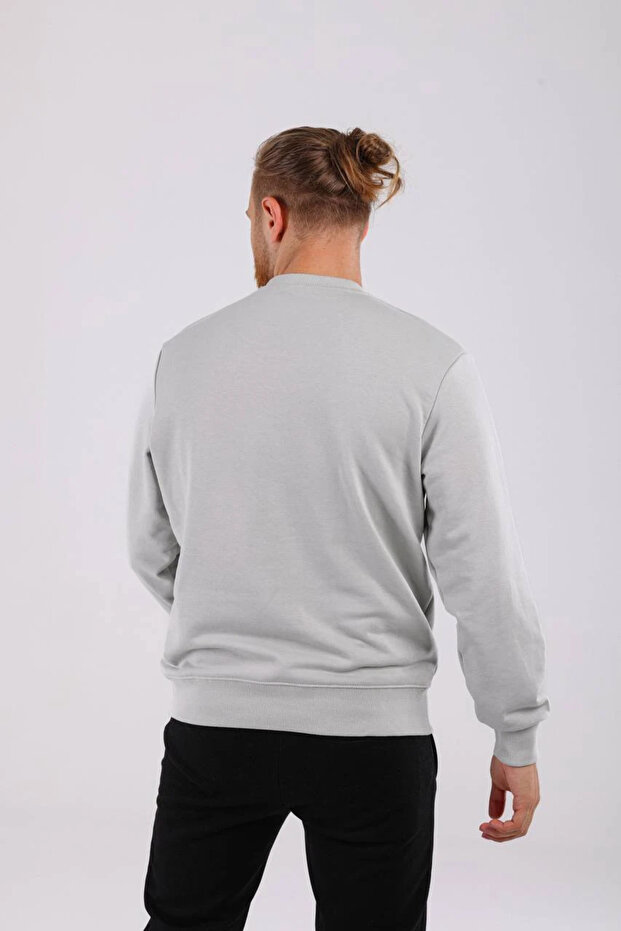 Üç İplik Diagonel Bisiklet Yaka Basic Sweatshirt - 2
