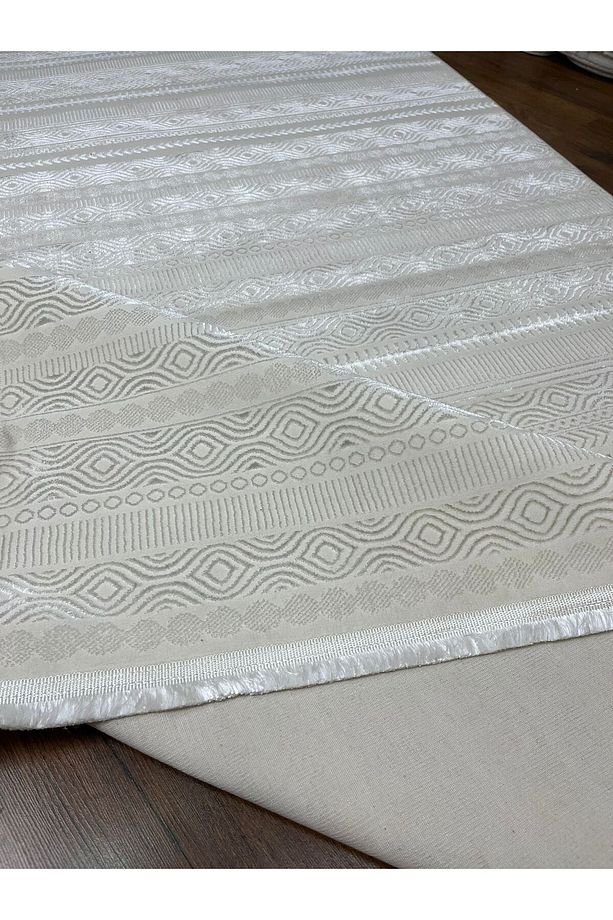 Saten Bambu Şık Modern Makine Halısı Ekru - 2