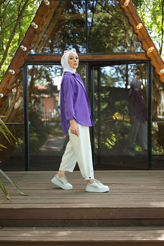Oversize Basic Tesettür Gömlek - 4