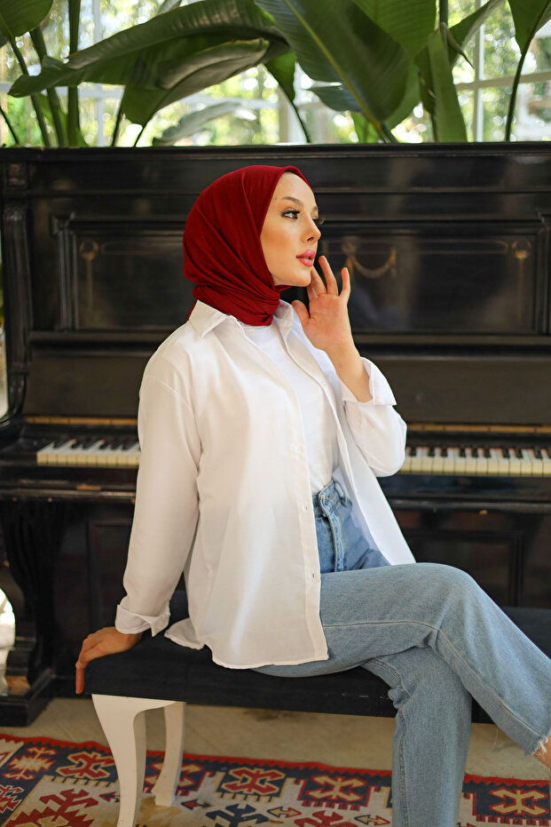 Oversize Basic Tesettür Gömlek - 8
