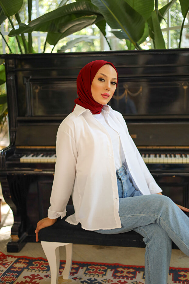 Oversize Basic Tesettür Gömlek - 7