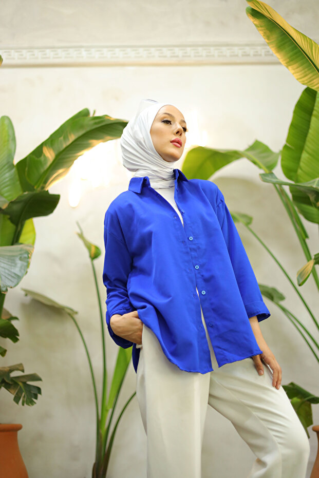 Oversize Basic Tesettür Gömlek - 5