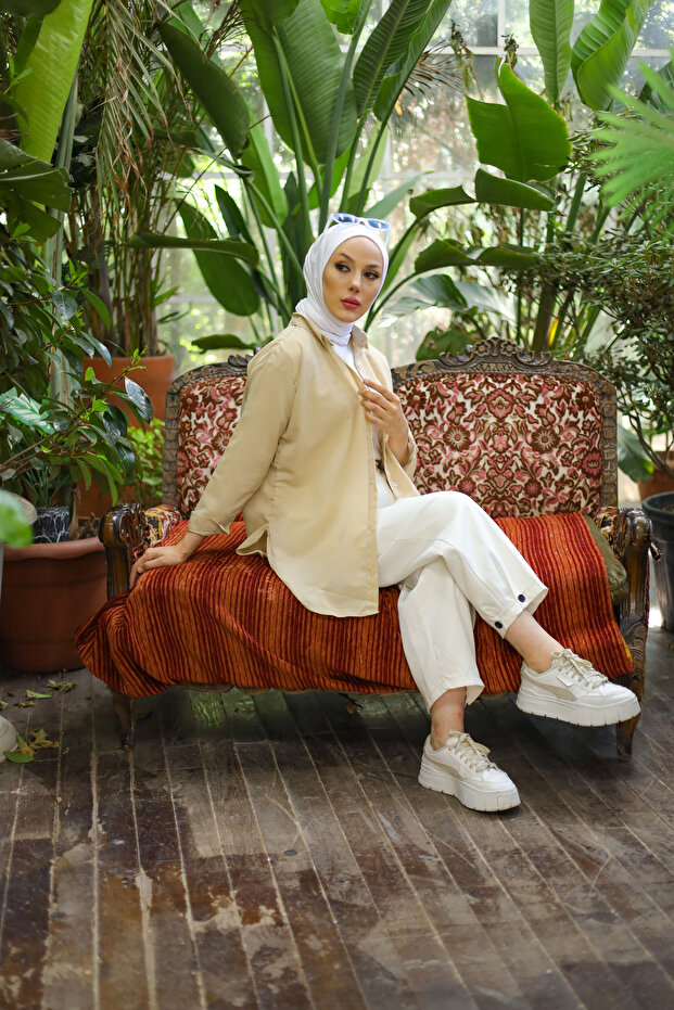 Oversize Basic Tesettür Gömlek - 3