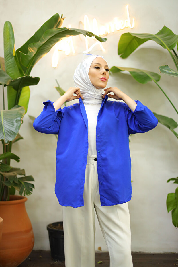 Oversize Basic Tesettür Gömlek - 3