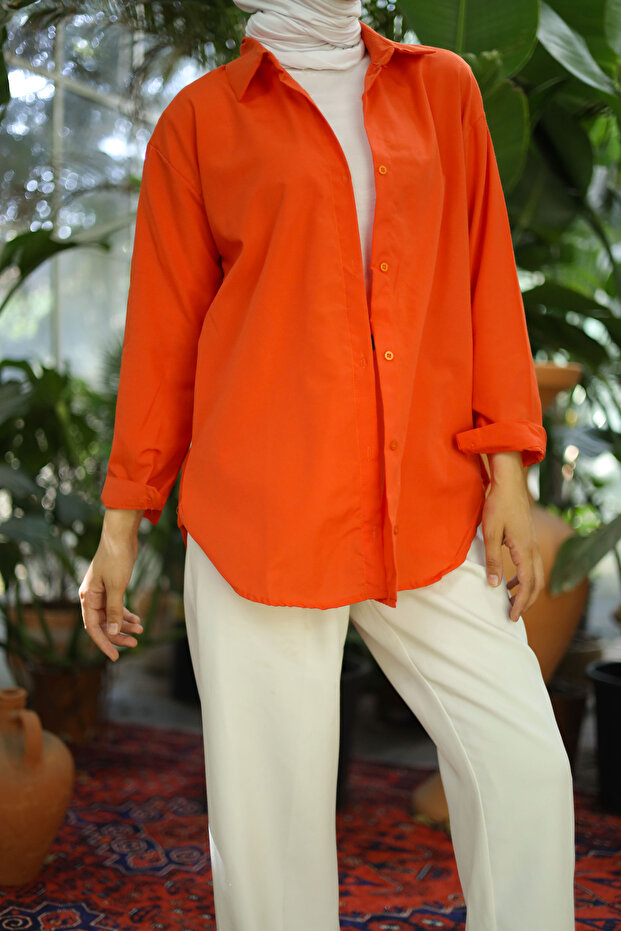 Oversize Basic Tesettür Gömlek - 4