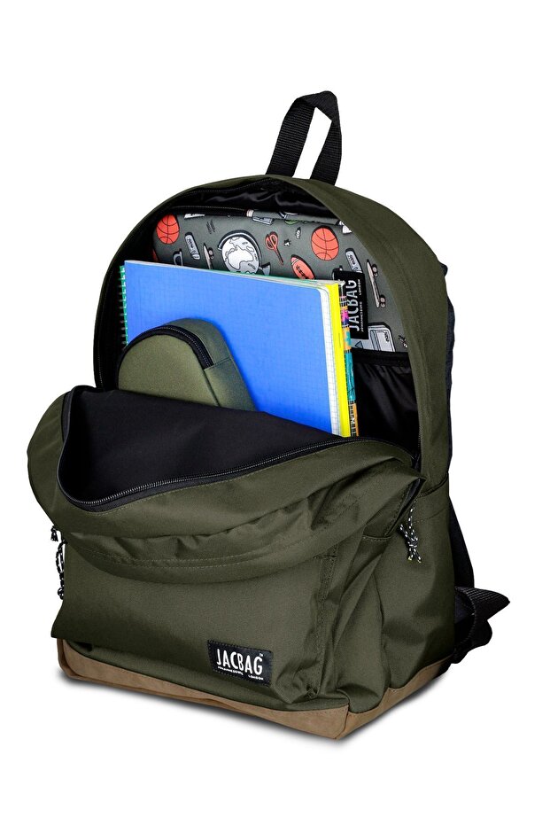 Campus-Leather-Based Two-Compartment Backpack - 4