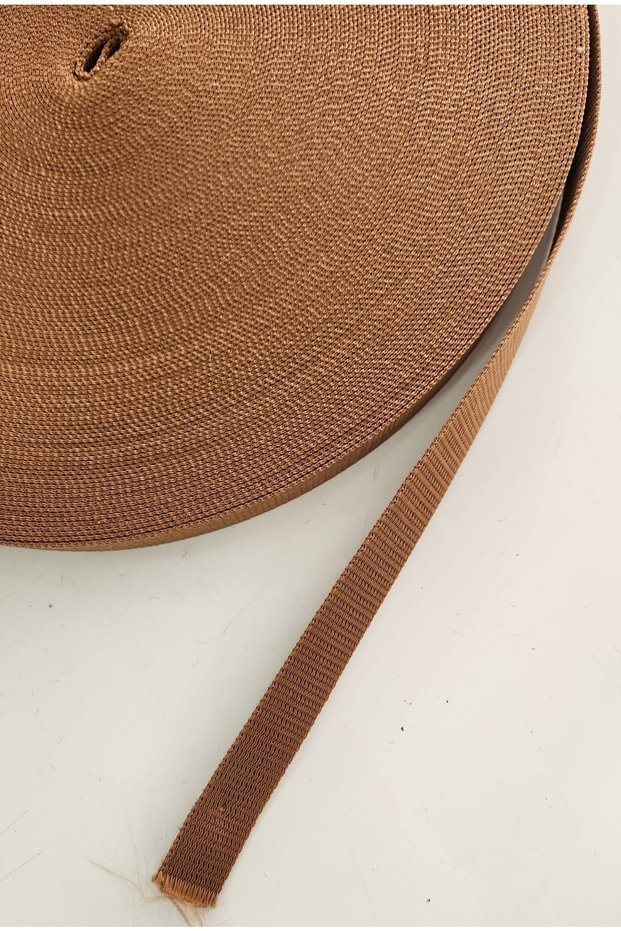 Striped Polyester Bag Strap 2 cm - Tan 2 Meters