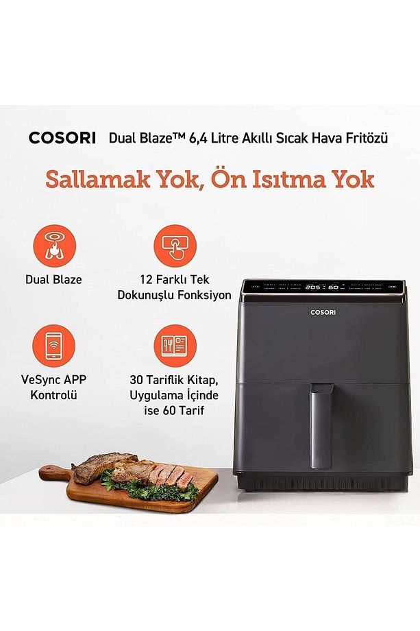 Dual Blaze Sıcak Hava Fritözü Air Fryer 6.4lt Wifi - 5