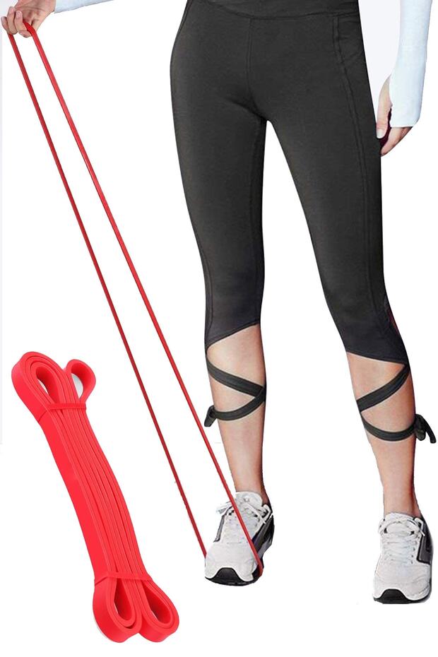 Fitness Resistance Powerband 13 Mm Kırmızı Güç Bandı Orta Direnç Lastiği Pilates Latex Aerobik Squat - 1