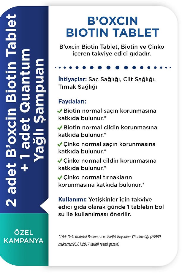 Bıoxcın Bıotın 5000 Mcg 60 Tablet + Quantum Şampuan 100 Ml - 5