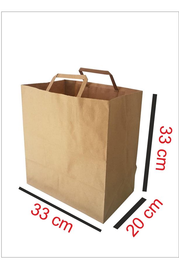 Flat Saplı Kağıt Çanta 33x20x33 ( 50 Adet ) ( Kağıt Poşet Çanta ) - 2