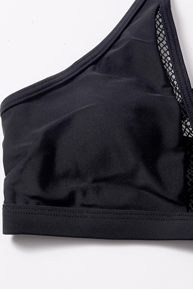 Kadın Siyah File Detaylı Özel Bikini Takımı - 7