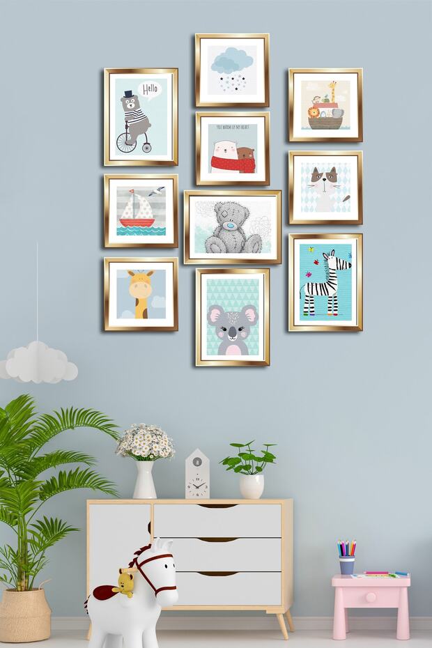 10 Parçalı Çerçeve Görünümlü Mdf Tablo Seti Flm150 - 1