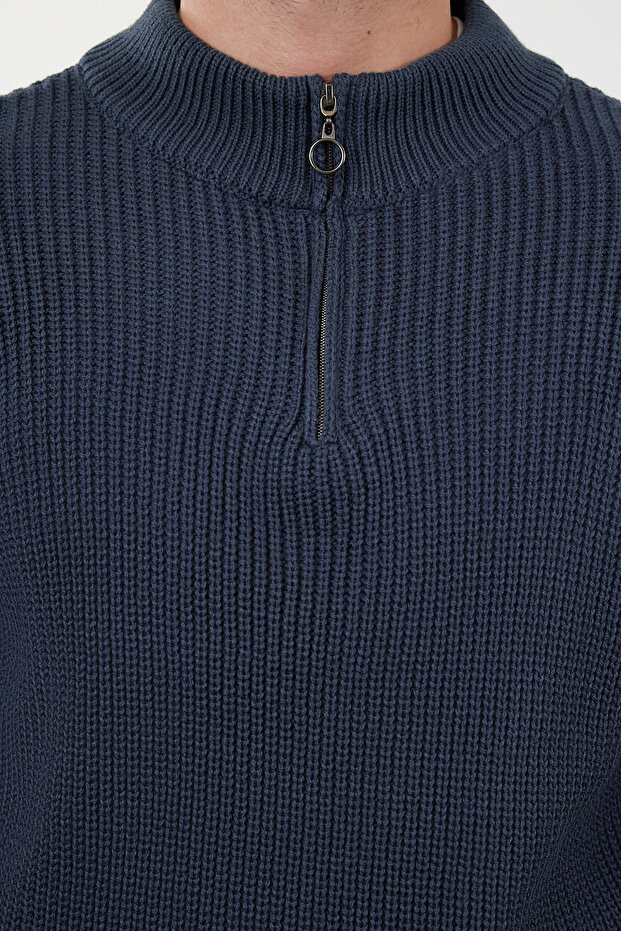 Indigo Casual Regular Yarım Balıkçı Yaka Düz Triko Kazak TMNAW22KZ1908 - 4