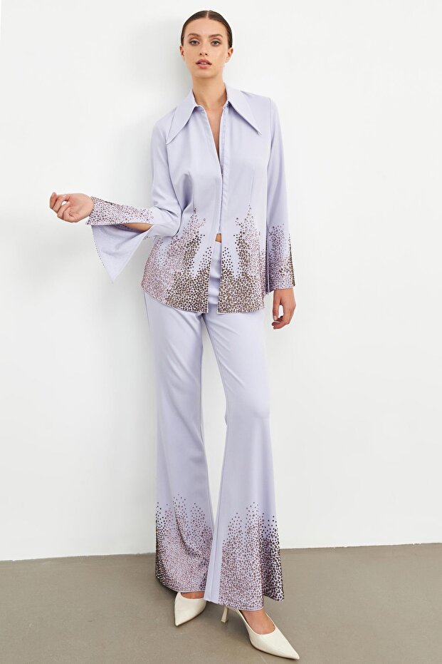 Lilac Sequin Detailed Double Suit