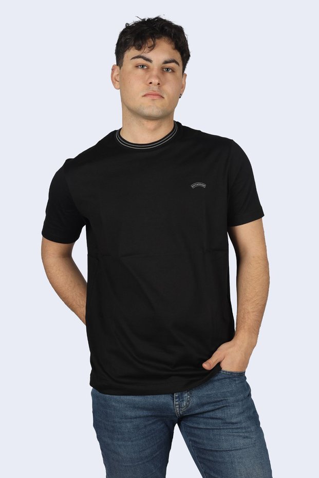 Men's Brand Logo Cotton Regular Fit Casual Black T-Shirt24411027-011