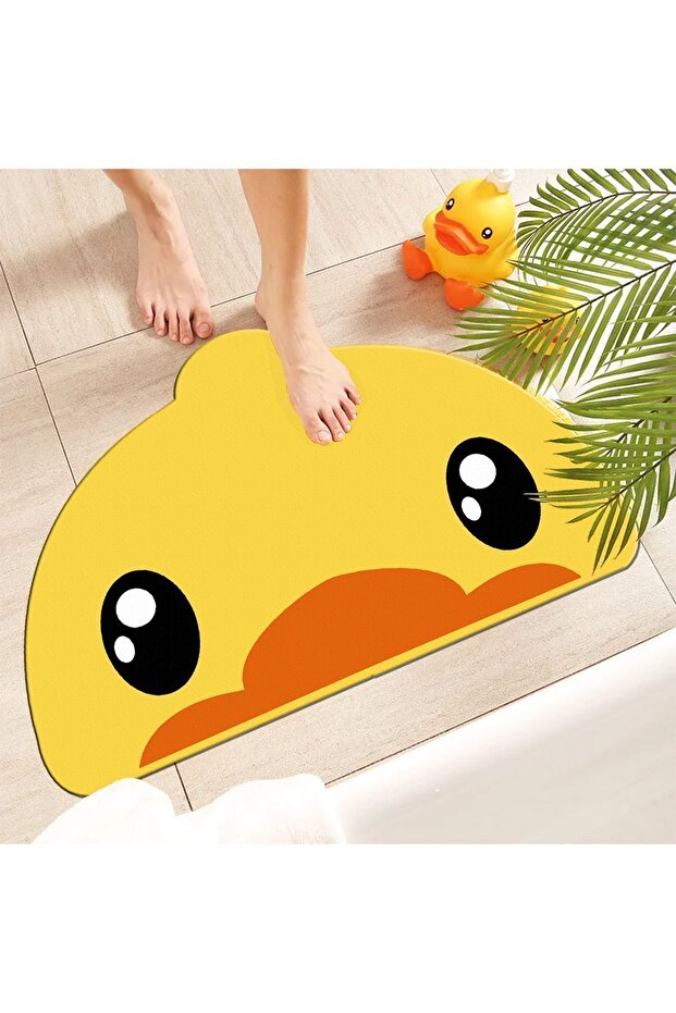Else Sevimli Ördek Su Emici Duş Önü Banyo Paspası Klozet Tek Parça Hayvanlı Banyo Halısı - 2