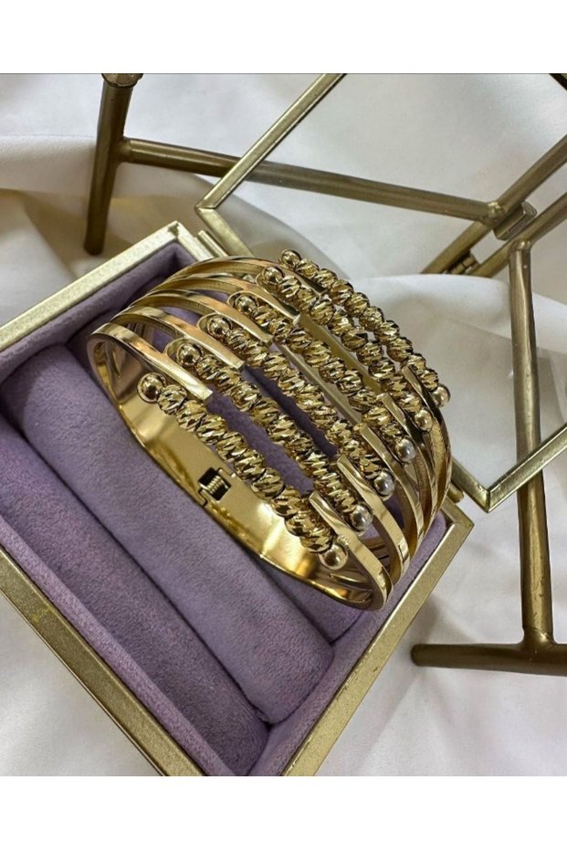 Steel thick rib handcuff bracelet steel dorica bracelet