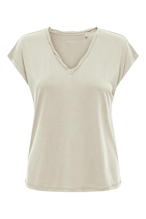 Kadın V Yaka Basic T-shirt - 15326642 - 2