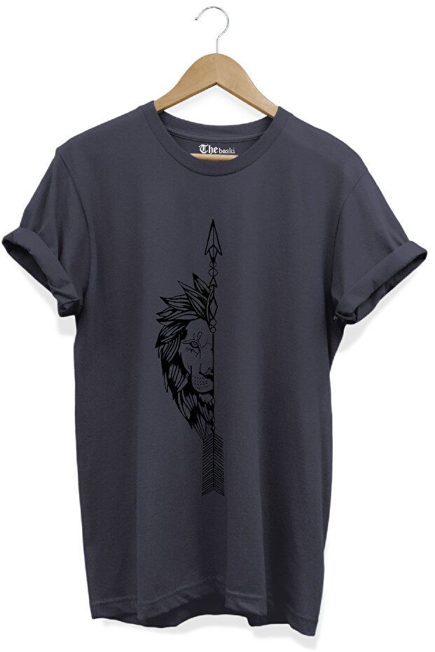Men's Lion Printed 100% Cotton Premium Gray T-Shirt