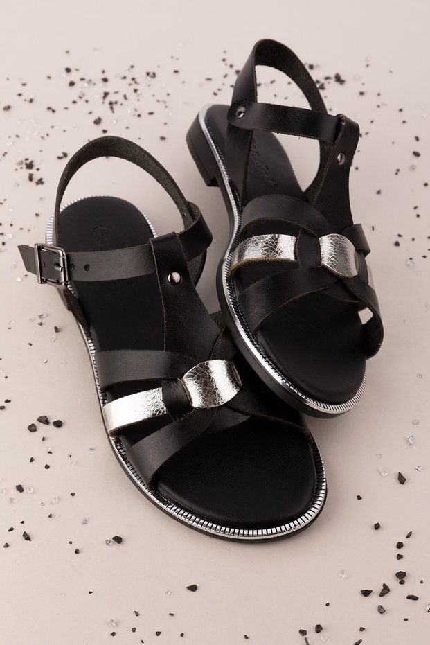 Women's Genuine Leather Colorful Combination Vaketa Sandals Ayh.730