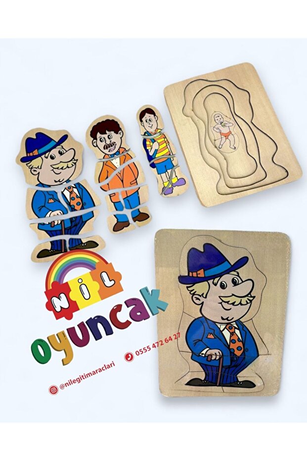 Ahşap Kat Kat Nine Dede Puzzle set (2li) - 2