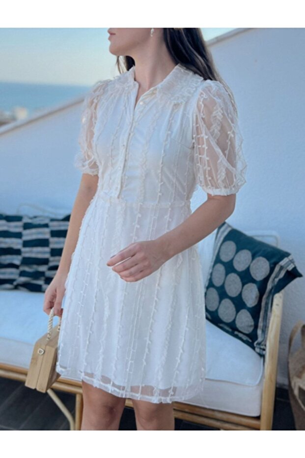 Tulle Romantic Patterned Dress