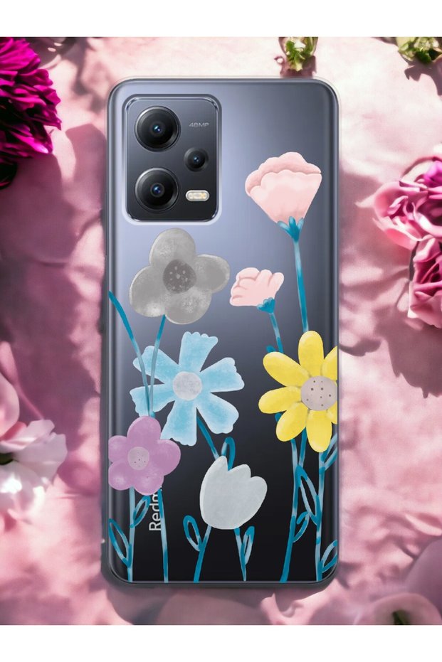 Xiaomi Redmi Note 12 Pro 5g Transparent Phone Case with Color Brush Design